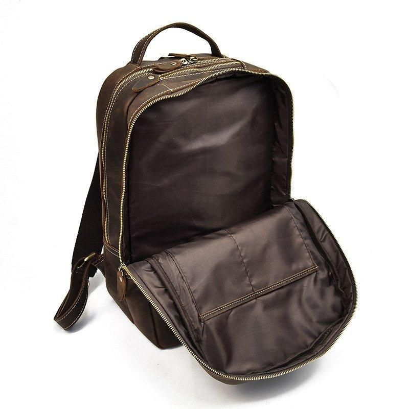 Hnědý Kožený Batoh Vintage Na Notebook