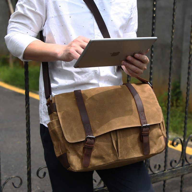 Pánská Vodotěsná Plátěná Taška Messenger Pro 14palcový Notebook