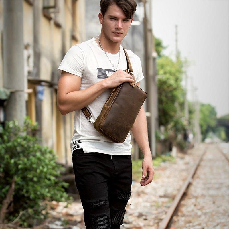 Pánský Kožený Batoh Sling Large